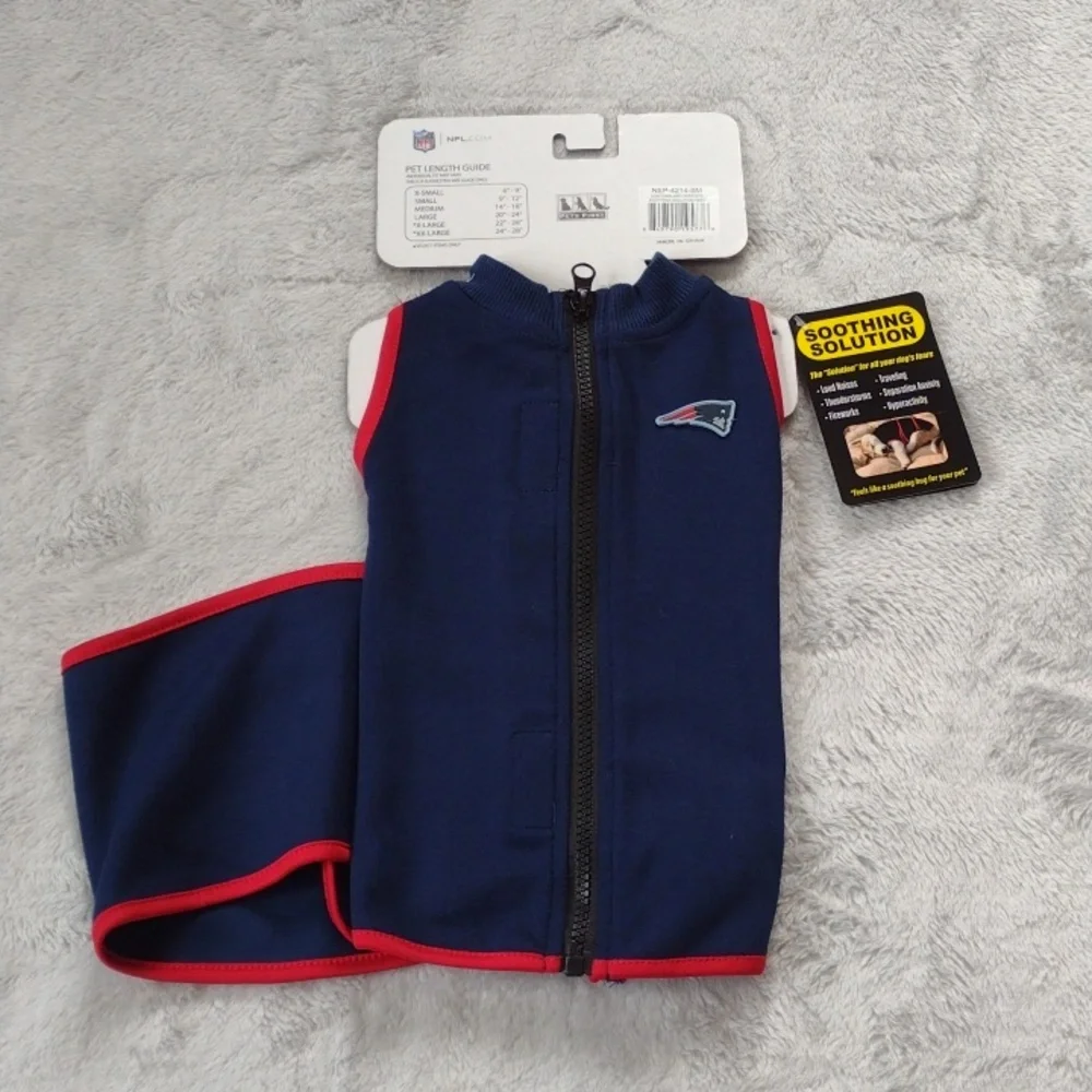 NFL Patriots Navy and Red Soothing Solutions Pet Soothing Vest Size Small